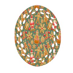 Gingerbread Christmas Decorative Ornament (oval Filigree) by artworkshop