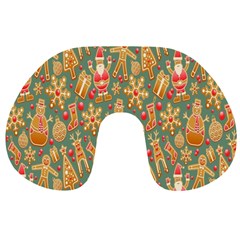 Gingerbread Christmas Decorative Travel Neck Pillow by artworkshop