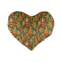 Gingerbread Christmas Decorative Standard 16  Premium Flano Heart Shape Cushions by artworkshop