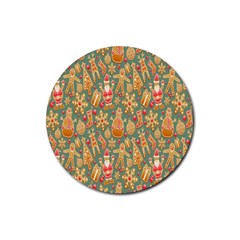 Gingerbread Christmas Decorative Rubber Coaster (round) by artworkshop