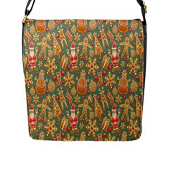 Gingerbread Christmas Decorative Flap Closure Messenger Bag (l) by artworkshop