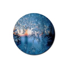 Frost Winter Morning Snow Rubber Coaster (round) by artworkshop