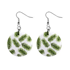 Fir Branch Pattern Christmas Decorative Mini Button Earrings by artworkshop