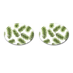 Fir Branch Pattern Christmas Decorative Cufflinks (oval) by artworkshop