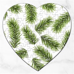 Fir Branch Pattern Christmas Decorative Jigsaw Puzzle (heart) by artworkshop