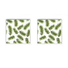 Fir Branch Pattern Christmas Decorative Cufflinks (square) by artworkshop