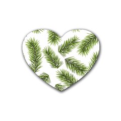 Fir Branch Pattern Christmas Decorative Rubber Heart Coaster (4 Pack) by artworkshop