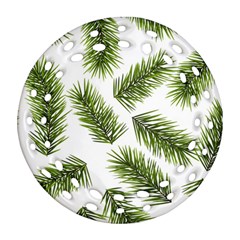 Fir Branch Pattern Christmas Decorative Ornament (round Filigree) by artworkshop