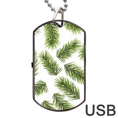 Fir Branch Pattern Christmas Decorative Dog Tag Usb Flash (two Sides) by artworkshop