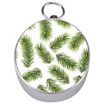 Fir Branch Pattern Christmas Decorative Silver Compasses Front