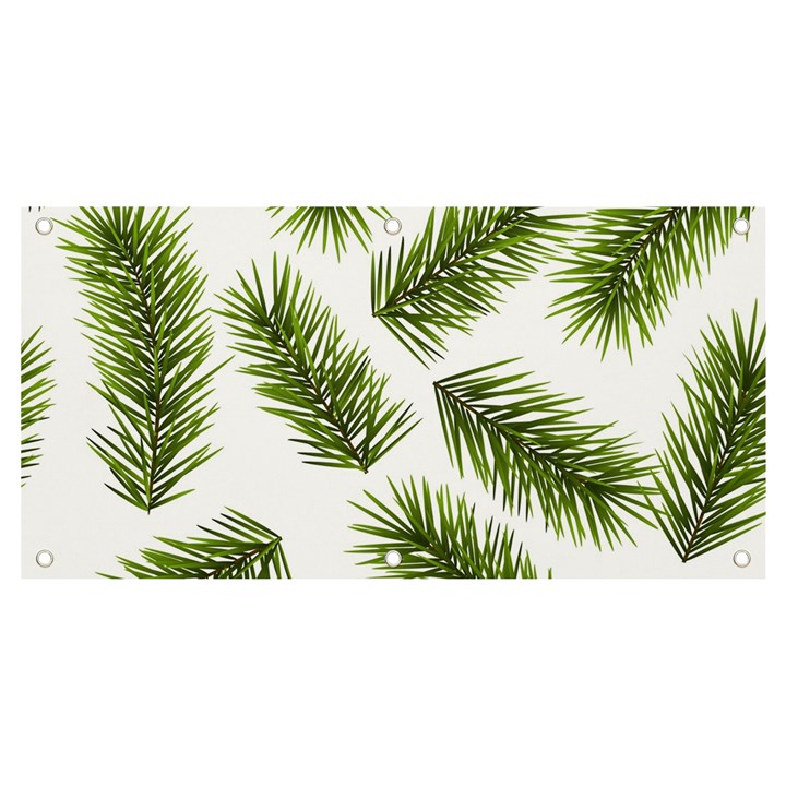 Fir Branch Pattern Christmas Decorative Banner and Sign 4  x 2 