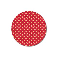 Felt Background Paper Red Yellow Star Magnet 3  (round) by artworkshop