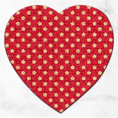 Felt Background Paper Red Yellow Star Jigsaw Puzzle (heart) by artworkshop