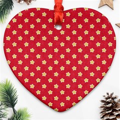 Felt Background Paper Red Yellow Star Heart Ornament (two Sides) by artworkshop