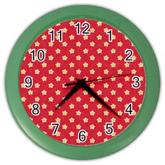 Felt Background Paper Red Yellow Star Color Wall Clock by artworkshop