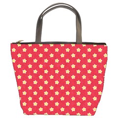 Felt Background Paper Red Yellow Star Bucket Bag by artworkshop