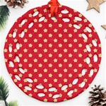 Felt Background Paper Red Yellow Star Round Filigree Ornament (Two Sides) Back