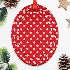 Felt Background Paper Red Yellow Star Ornament (oval Filigree) by artworkshop