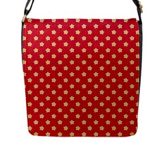 Felt Background Paper Red Yellow Star Flap Closure Messenger Bag (l) by artworkshop