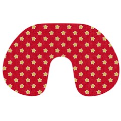 Felt Background Paper Red Yellow Star Travel Neck Pillow by artworkshop