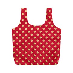 Felt Background Paper Red Yellow Star Full Print Recycle Bag (m) by artworkshop