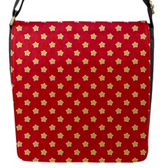 Felt Background Paper Red Yellow Star Flap Closure Messenger Bag (s) by artworkshop