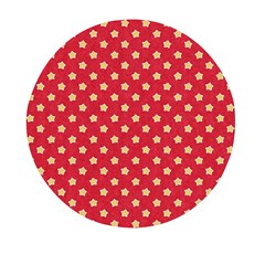 Felt Background Paper Red Yellow Star Mini Round Pill Box by artworkshop