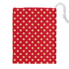 Felt Background Paper Red Yellow Star Drawstring Pouch (5xl) by artworkshop