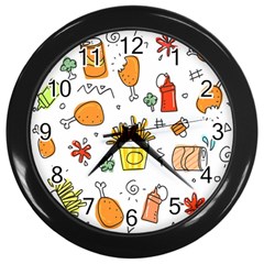 Cute Sketch  Fun Funny Collection Wall Clock (black) by artworkshop