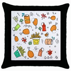 Cute Sketch  Fun Funny Collection Throw Pillow Case (black) by artworkshop