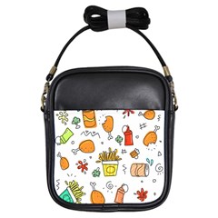 Cute Sketch  Fun Funny Collection Girls Sling Bag by artworkshop