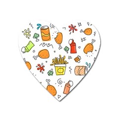 Cute Sketch  Fun Funny Collection Heart Magnet by artworkshop