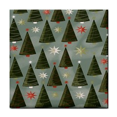 Christmas Trees Pattern Tile Coaster