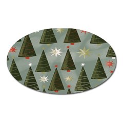 Christmas Trees Pattern Oval Magnet