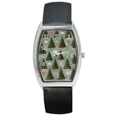 Christmas Trees Pattern Barrel Style Metal Watch by artworkshop