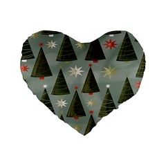 Christmas Trees Pattern Standard 16  Premium Heart Shape Cushions