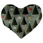 Christmas Trees Pattern Large 19  Premium Heart Shape Cushions Back