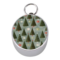 Christmas Trees Pattern Mini Silver Compasses by artworkshop