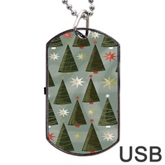 Christmas Trees Pattern Dog Tag Usb Flash (one Side) by artworkshop