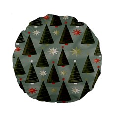 Christmas Trees Pattern Standard 15  Premium Flano Round Cushions by artworkshop