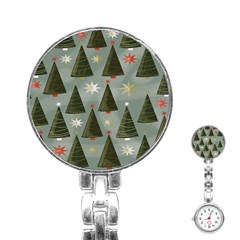 Christmas Trees Pattern Stainless Steel Nurses Watch by artworkshop