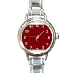 Christmas Red Graphic Round Italian Charm Watch by artworkshop