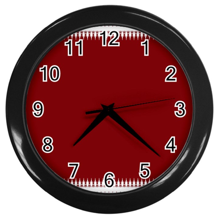 Christmas Red Graphic Wall Clock (Black)