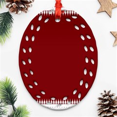 Christmas Red Graphic Oval Filigree Ornament (two Sides) by artworkshop