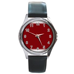 Christmas Red Graphic Round Metal Watch by artworkshop