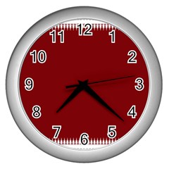 Christmas Red Graphic Wall Clock (silver) by artworkshop