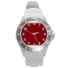 Christmas Red Graphic Round Plastic Sport Watch (l) by artworkshop