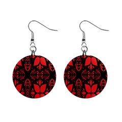 Christmas Red Black Xmas Gift Mini Button Earrings by artworkshop