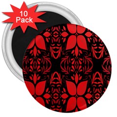 Christmas Red Black Xmas Gift 3  Magnets (10 Pack)  by artworkshop