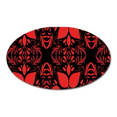 Christmas Red Black Xmas Gift Oval Magnet by artworkshop